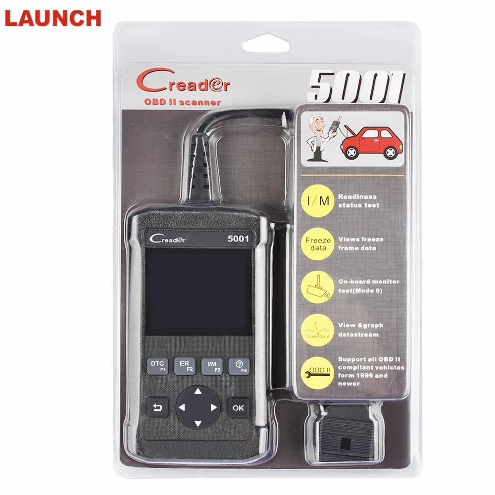 

Top ODB2 Scanner LAUNCH Creader 5001 CR5001 Diagnostic Tool Supports All OBD II EOBD Protocols OBD2 Autocanner Free Shipping