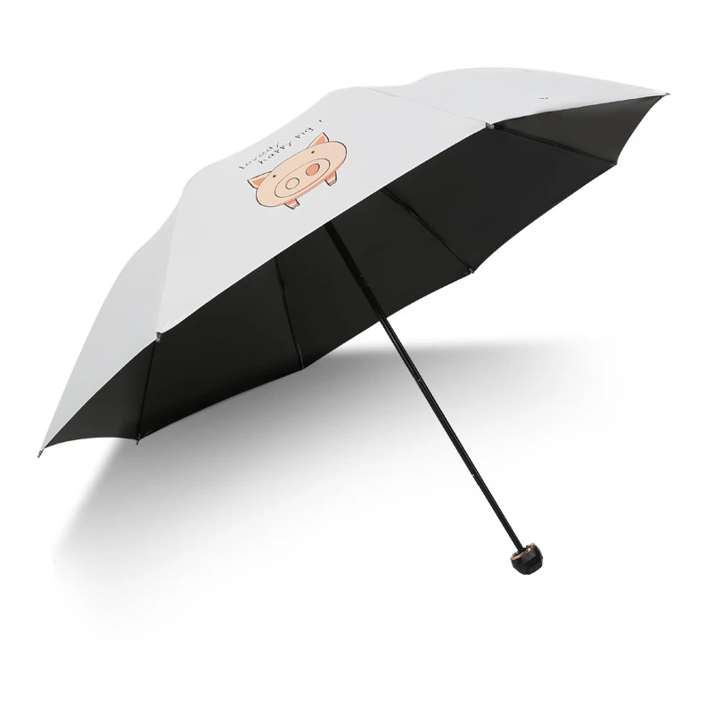 Детский зонт с милой Свинкой из мультфильма, Солнцезащитный зонт, женский складной студенческий зонт, красивая форма, солнечный и дождливый - Цвет: White