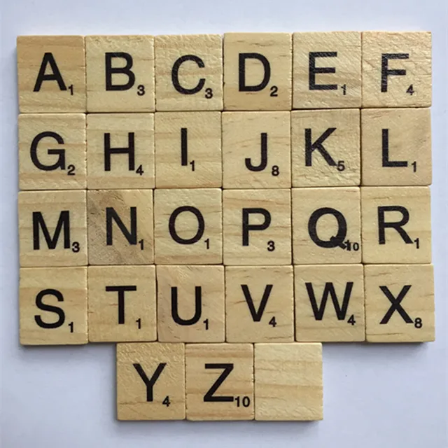 New 100pcs Burlywood Color Wooden Alphabet Scrabble Tiles Black New 100pcs Burlywood Color Wooden Alphabet Scrabble Tiles Black Letters Numbers For Crafts Wood