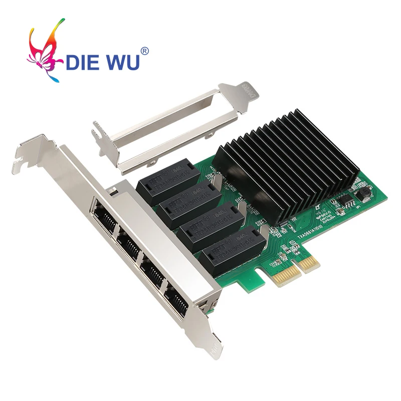 Gigabit сетевая карта DIEWU 4 порта RJ45 PCI E Express сетевой адаптер с realtek 8111H TXA066|Сетевые
