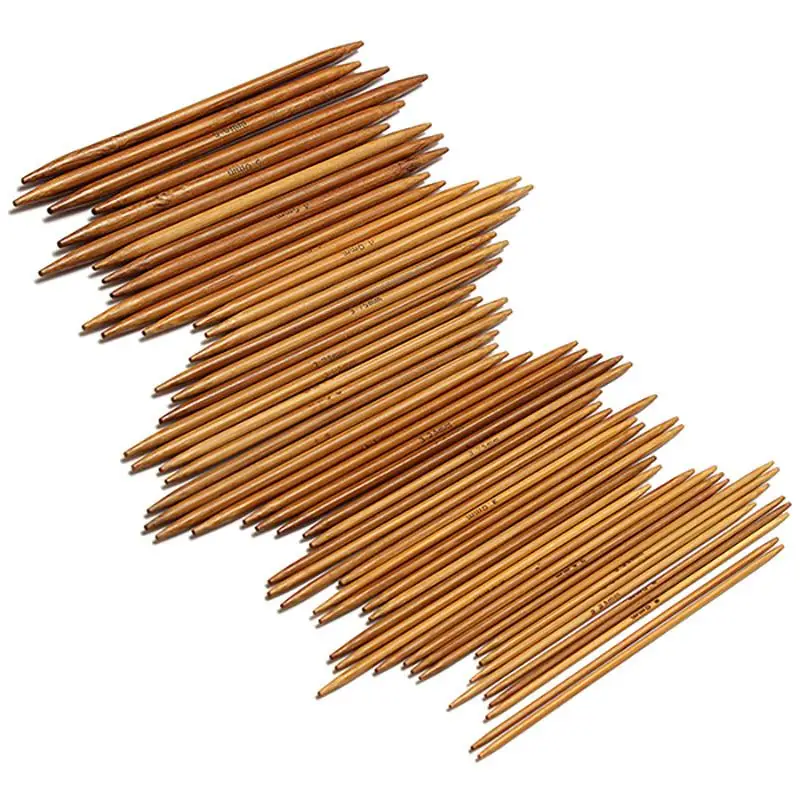 55 шт. 11 размеров 13 см Бамбуковые вязальные крючки для вязания двойные остроконечные Углеродные спицы плетение ремесло