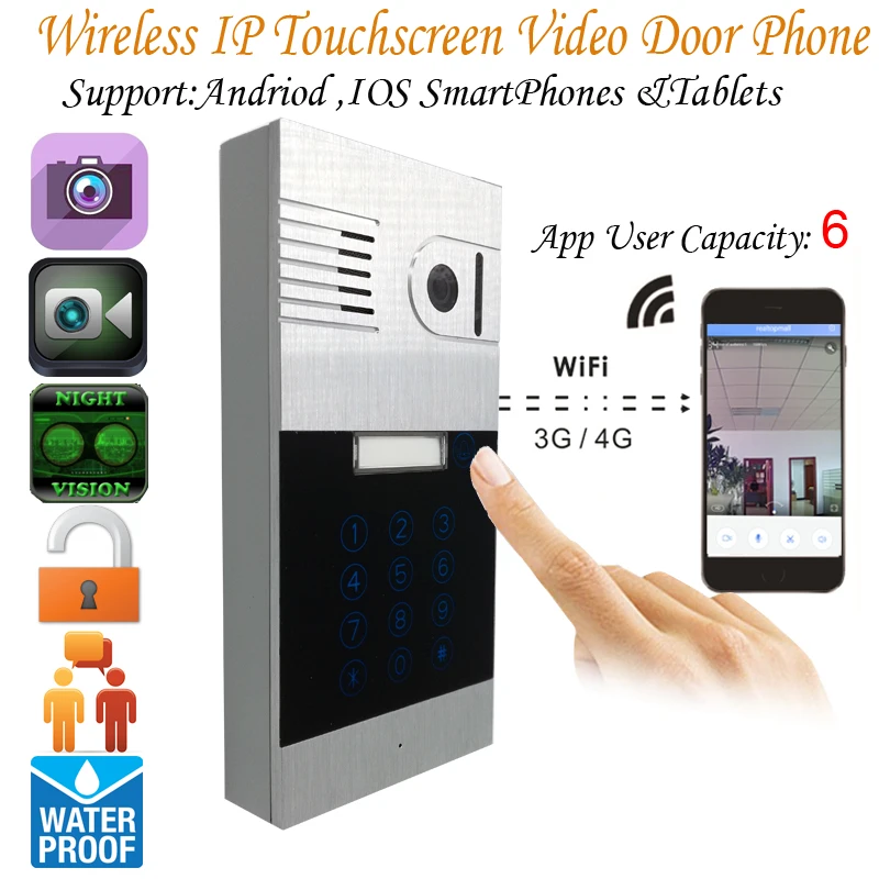 

New Touchscreen WIFI Wireless Doorbell Video Intercom Security Camera Video Door Phone Support IOS Android device