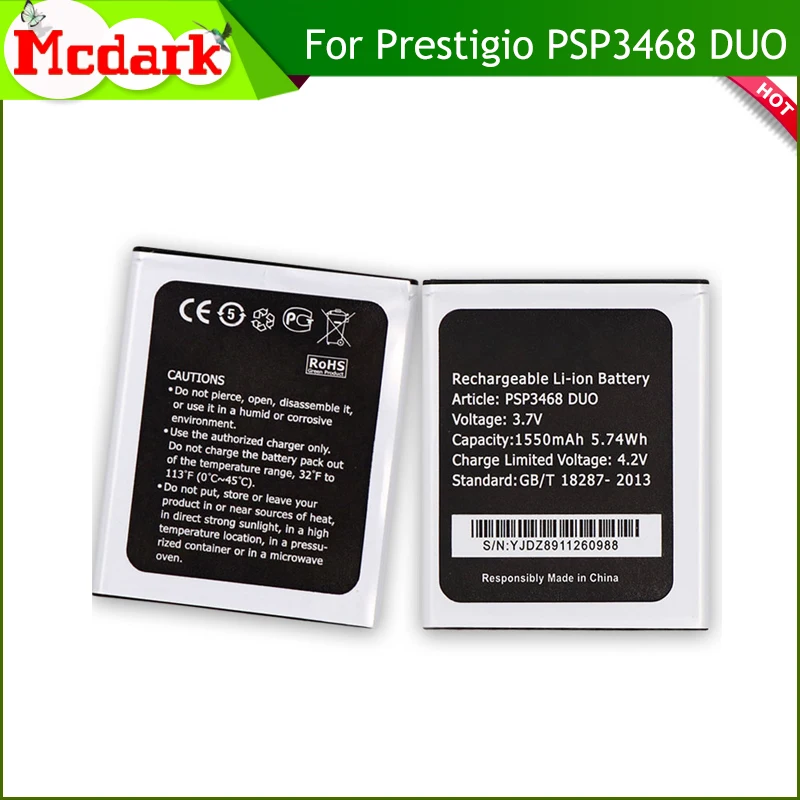 Высококачественный сменный аккумулятор большой емкости Mcdark 1550 мАч PSP3468 DUO для