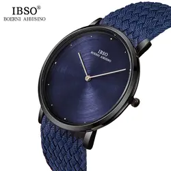 IBSO повседневное синий наручные часы для мужчин простой 2019 лучший бренд класса люкс кварцевые s часы с нейлоновым ремешком водонепроница