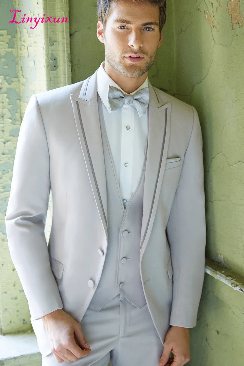 Linyixun New 2017 Pant Designs Grey Wedding Suits for Men