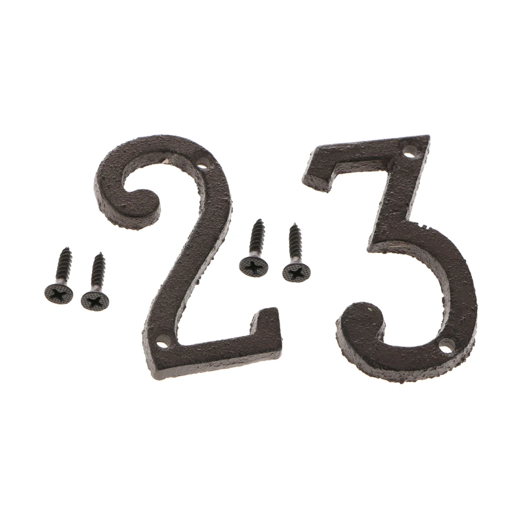 2pcs Wrought Iron Antique Metal House Office Garden Street Door Number Sign Plaque DIY Digit Plate 2 3