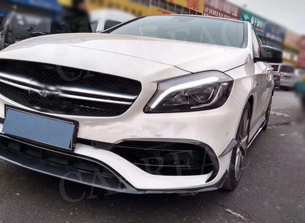 Для W176 передний спойлер для губ, разветвители Canards для Benz A Class A200 A250 A45 AMG-, 8 шт., литье, отделка бампера