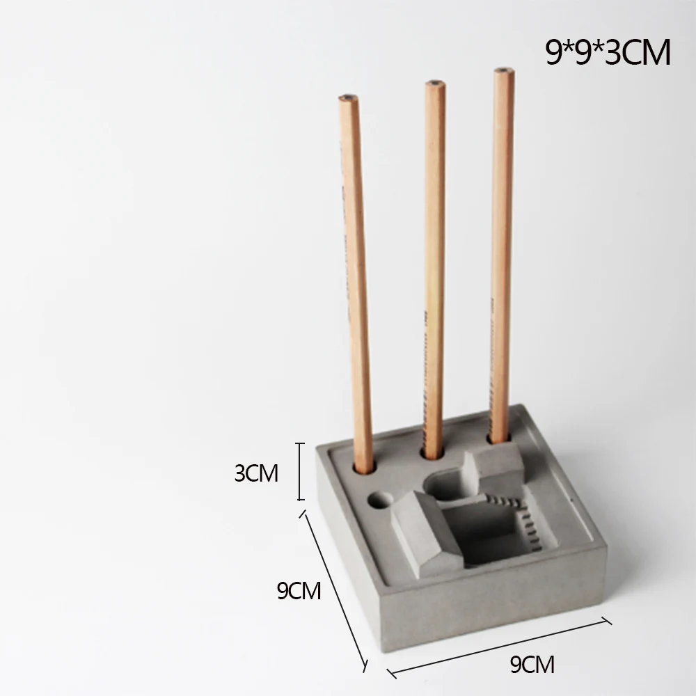 Цементная ручка контейнер силиконовая форма бетон гипса канцелярские ручки контейнер плесень несколько геометрических дизайн ручка для хранения плесень