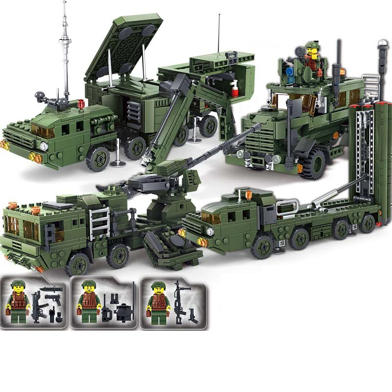 

594pcs Children's Assembled Military Field Army Forces Compatible Legoingly city missile radar car toy model figures Brick