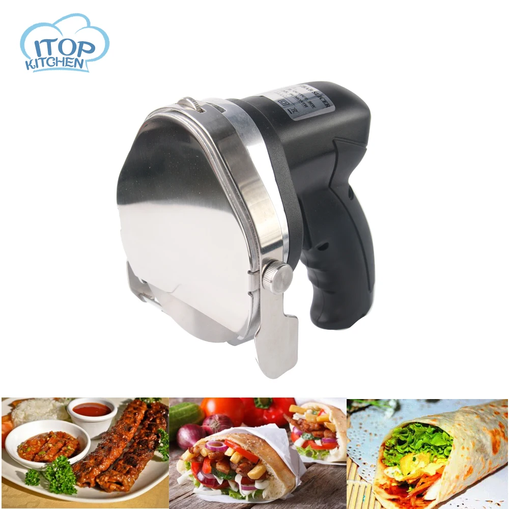 

ITOP 110V/220V/240V Electric Doner Slicer Shawarma Kebab Meat Knife with another blade and whetstone