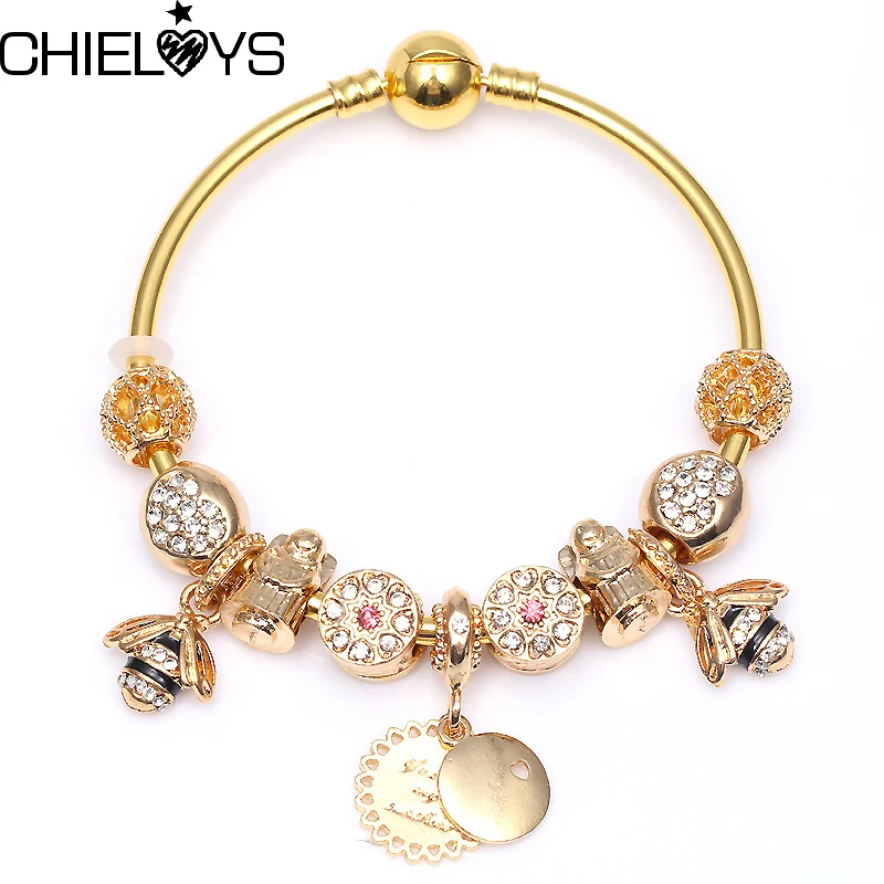 CHIELOYS Original European Bracelets &amp Bangles For Women With Animal Bead Round Pendant Brand Bracelet Jewelry Friendship Gift |