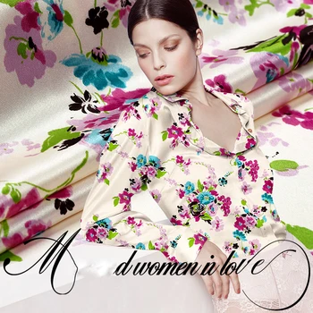 

Italy chemical fiber raw silk printing simulation package plum flowers fashion fabric cloth smooth and stiff