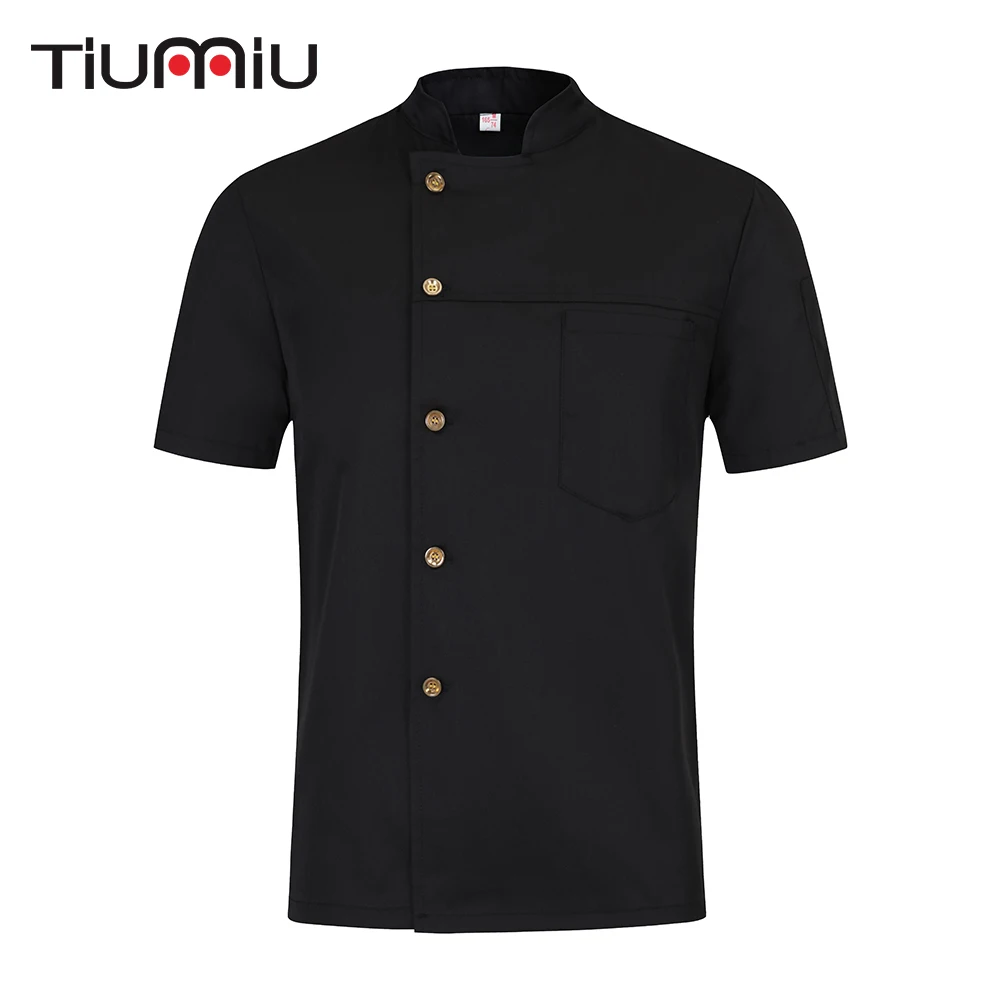 

Restaurant Uniforms Shirts Solid Color Short Sleeve Chef Jacket Food Service Hotel Kitchen Work Clothes Men Women Chef Coat