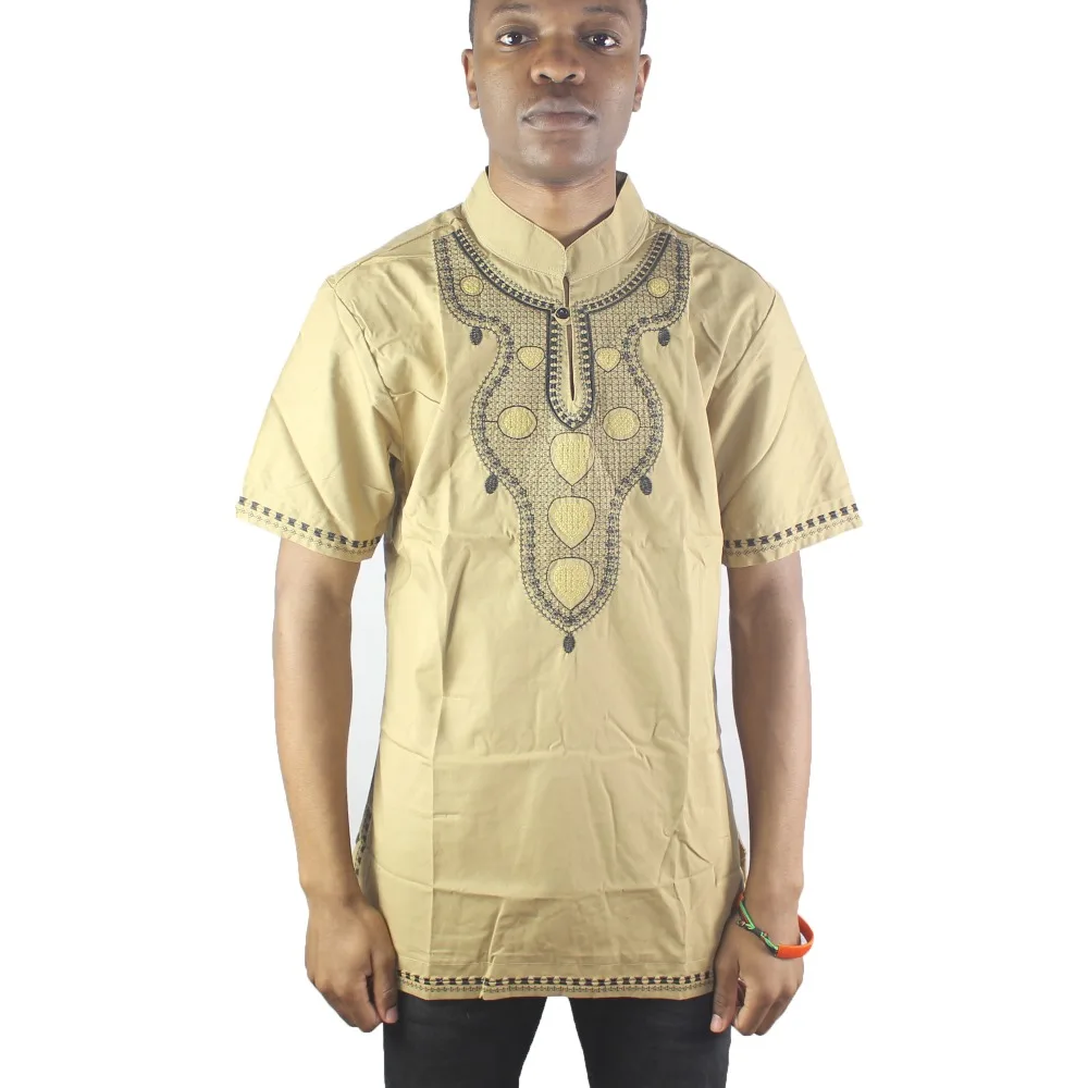 

Ethnic Element Embroidery Men` s Dashiki Tops Summer Side Slit African Shirt