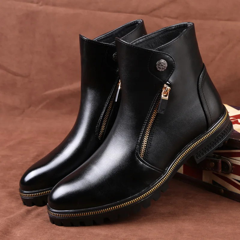 

Ankle Round Toe Zip Men Chelsea Boots Sewing Solid Vintage Motorcycle Boots Spring Autumm British Style Shoes