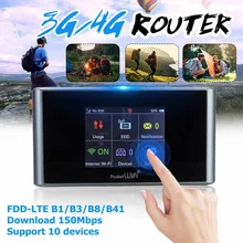 Портативный Lte 4g Wifi роутер Мобильная точка доступа беспроводной маршрутизатор Поддержка sim-карты 150 Мбит/с модем для домашнего офиса мобильного телефона