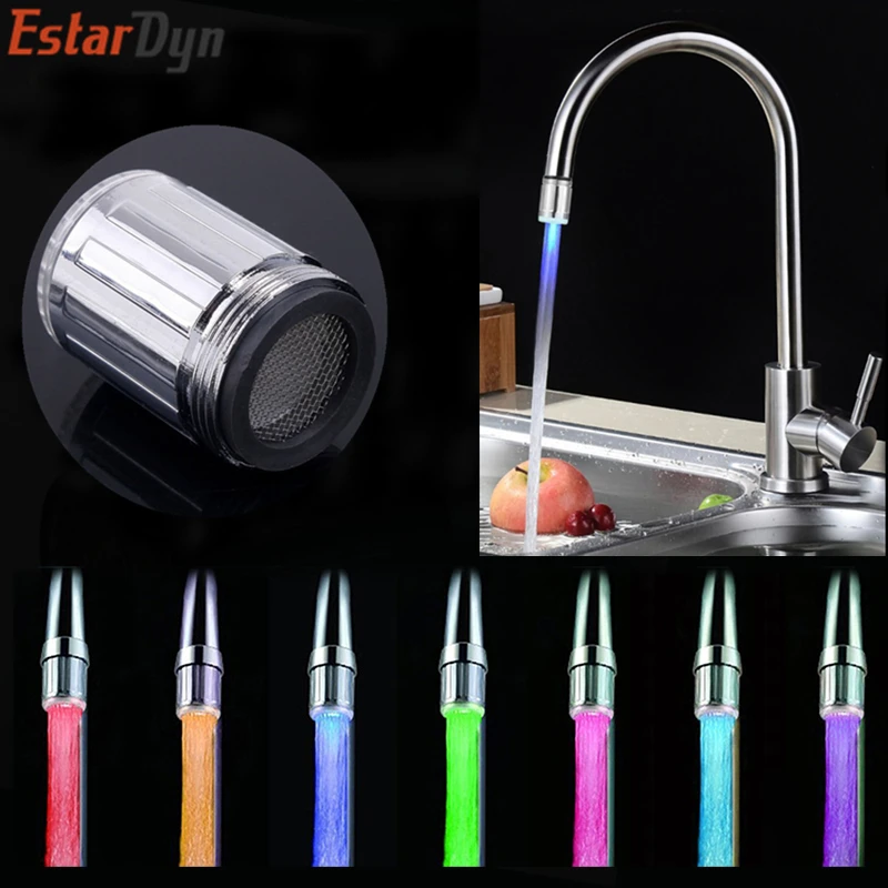 Isabelvictoria Magic 3color RGB Glow LED Light Water Faucet Temperature Sensor Controlled Tap with Faucet Diverter Valve Adapter Color Changing Silver Isabelvictoria Magic 3color RGB Glow LED Light Water Faucet Temperature Sensor Controlled Tap with Faucet Diverter Valve Adapter Color Changing Silver