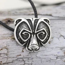 LANGHONG 1pcs Norse Viking Bear Amulet Necklace Legendary Viking Bear Head Amulet Pendant Necklace Talisman Jewelry