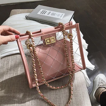 

ETAILL 2019 Clear PVC Jelly Women Transparent Bucket Bag 2019 Design Luxury Composite Female Chain Crossbody Messenger Bags