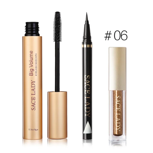 SACE LADY Professional Eye Makeup Set Glitter Eyeshadow Black Eyeliner