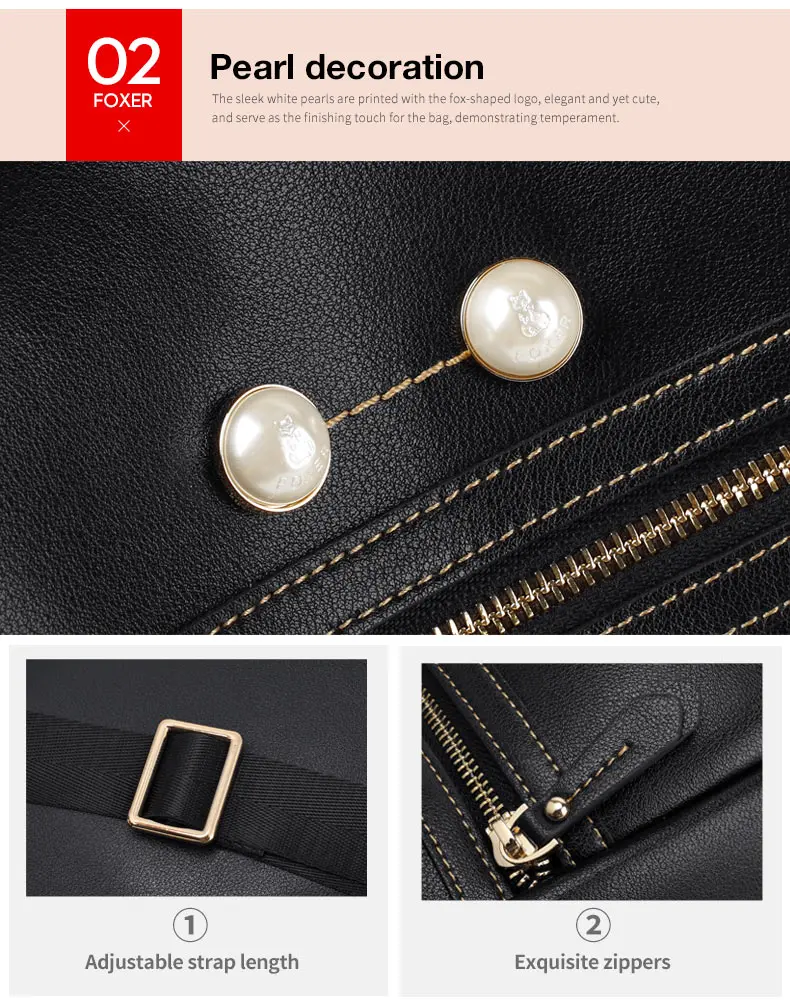dividir Couro FOXER Mulheres Marca Mochila de