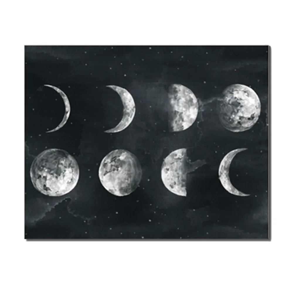 

Laeacco The Moon Canvas Posters and Prints Minimalist Artwork Painting Universe Wall Picture for Living Room Bedroom Decoration