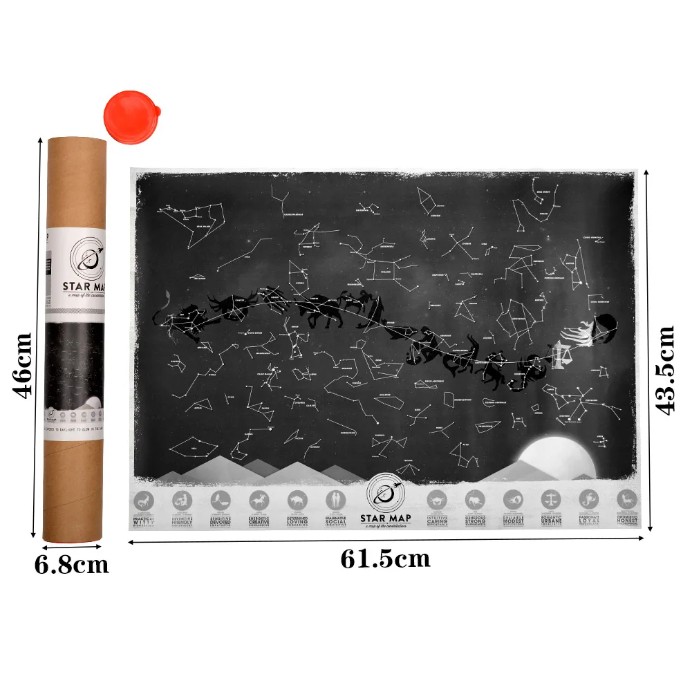 Светящаяся Звездная карта Астрономия космическая Наклейка на стену Фантастическая светится в темноте наклейки плакат домашнее Созвездие для обучения детей