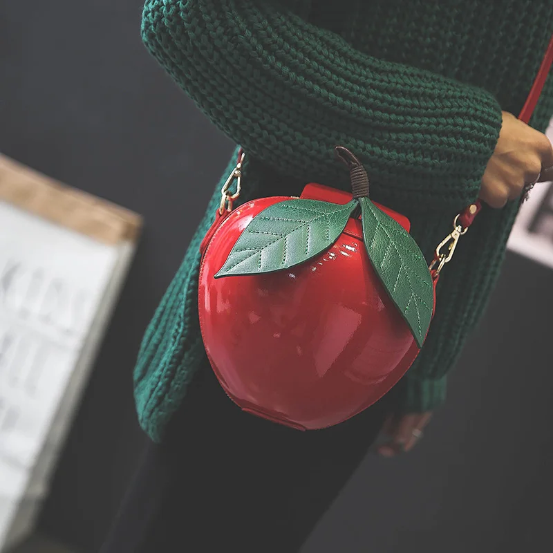 2018 Newest Hot Cute Cartoon Bags Apple Shape Shoulder Bag for Girls Mini Crossbody Bags Personality Purse Fashion Messenger Bag (30)