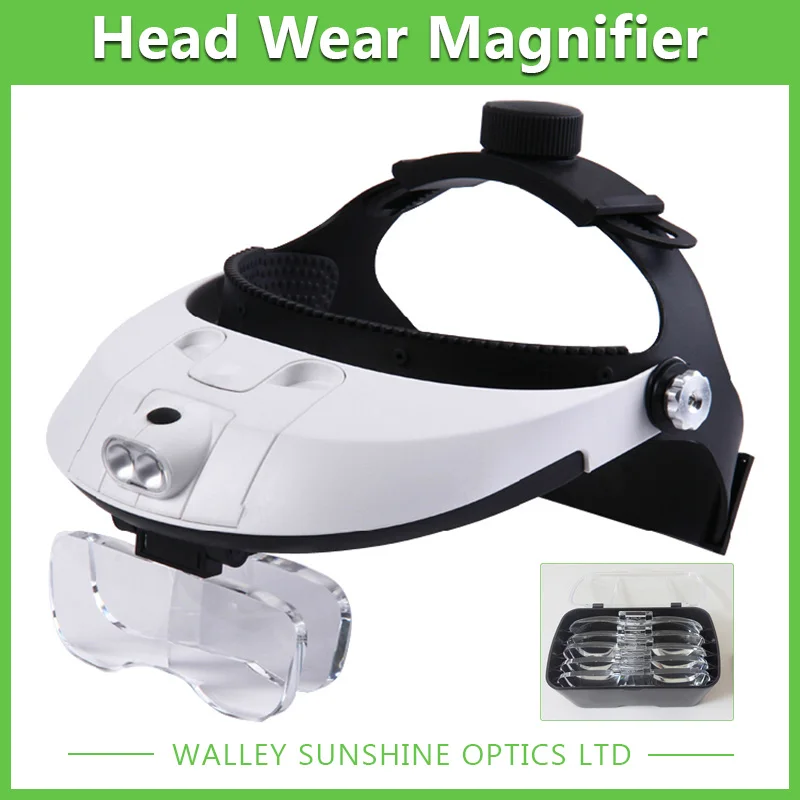 ФОТО Headhand Adjustable Magnifying Glass 1.0X 1.5X 2.0X 2.5X 3.5X Magnification with LED Lights Headset Dental Surgical Magnifiers