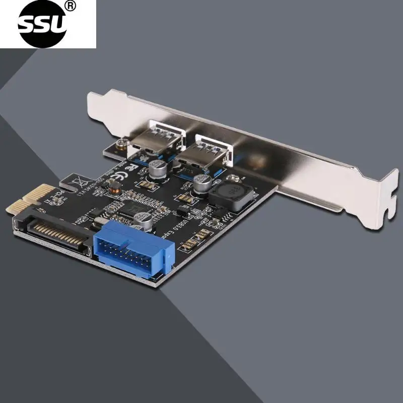 2 порта Usb 3,0 Pci-E карта расширения внешняя Usb3.0 карта Pci-E адаптер с 2 блоком питания чип для настольного ПК компьютера