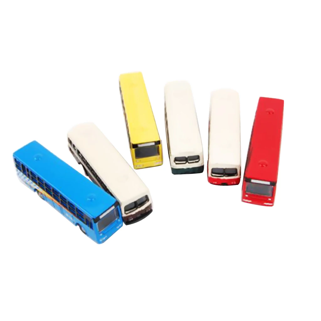 6pcs/Pack Diecast Model Bus Train Layout Railway Scenery N 1:160 - 1:200 Model Building Accessories