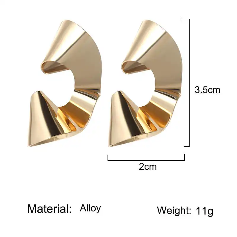 Новинка года. Необычные серьги золотистого и серебряного цвета. Модные металлические серьги для свадебной вечеринки. Серьги Uquie