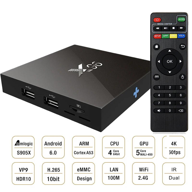 Prix pour Amlogic S905X Quad Core X96 Android 6.0 Tv Box 2GD Ram 16 GB Rom Smart Tv Box Wifi HDMI 2.0A UHD 4 K * 2 K Plein 1080 P HD Media Player Prix pour Amlogic S905X Quad Core X96 Android 6.0 Tv Box 2GD Ram 16 GB Rom Smart Tv Box Wifi HDMI 2.0A UHD 4 K * 2 K Plein 1080 P HD Media Player
