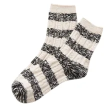 1 пара, женские вязаные хлопковые носки, зимние носки в полоску с принтом, мягкие удобные носки, Soxs