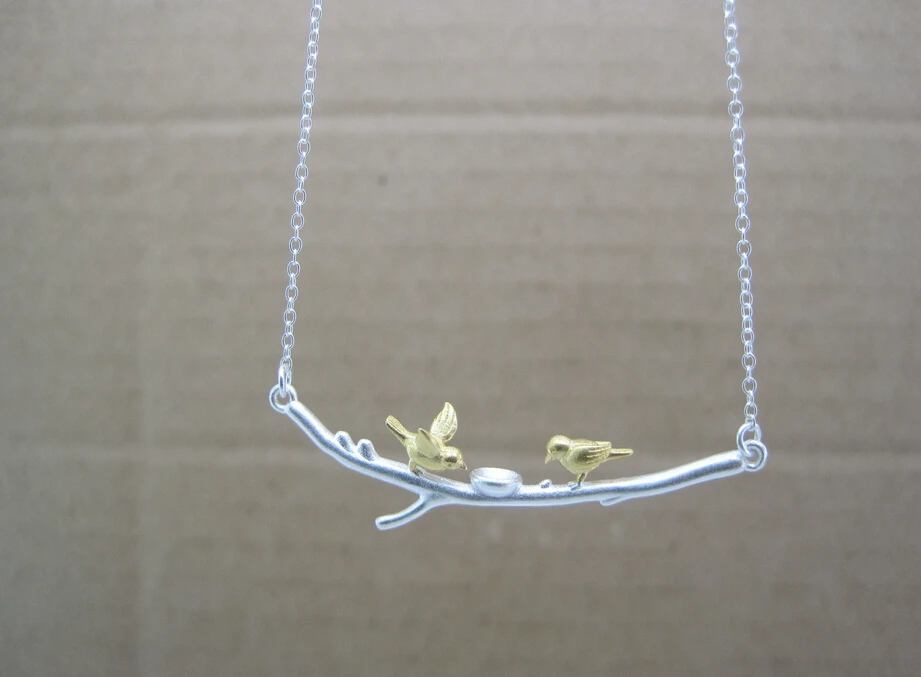 925 sterling silver necklace personality design birds built a small house pendant necklace handmade original design jewelry
