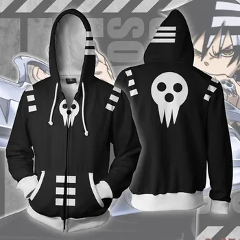 

Soul Eater Cosplay Costume Zipper Hoodies Halloween Fashion Figure Fans Collection Costume Drop Ship