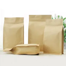 50 Pcs Big Capability Stand up Kraft Paper Food Packaging Bag, Zip Lock Wide Bottom Pouch for Food Nuts Cookie Candy Baking Tea