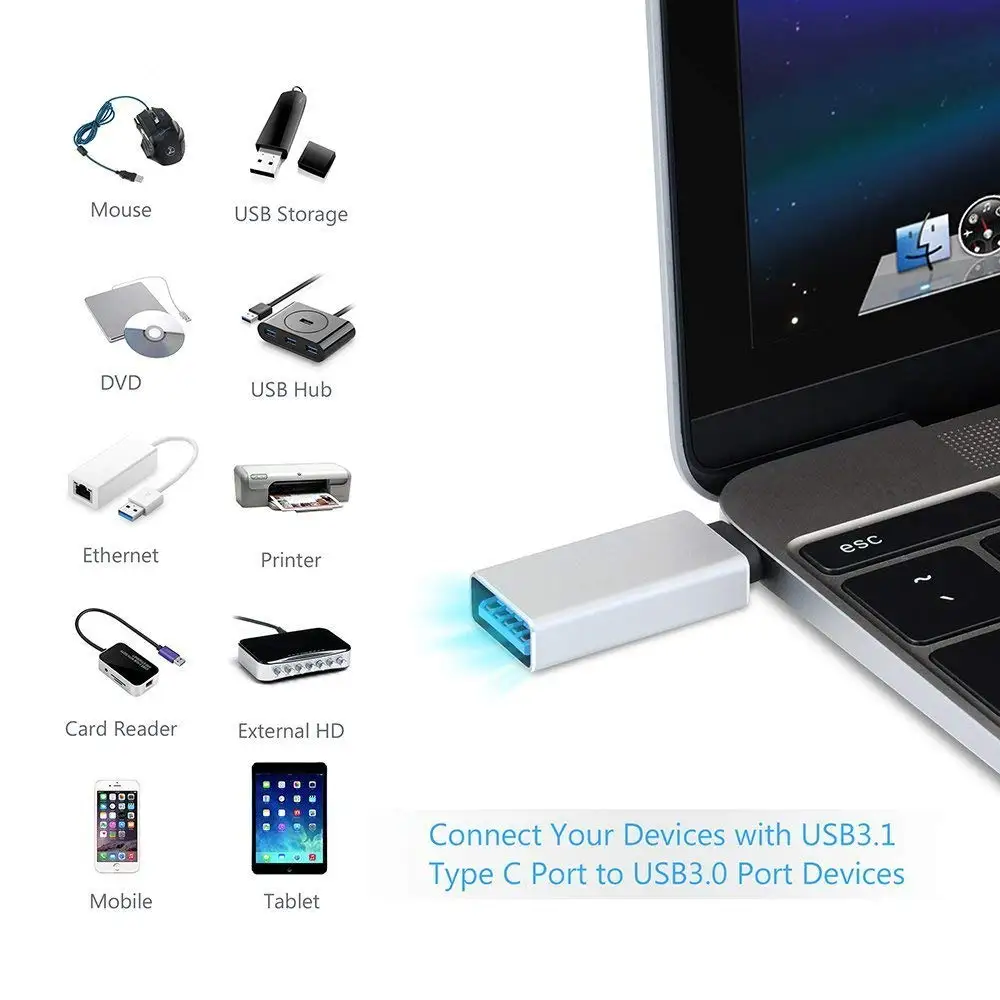 2 шт. Hsmeilleur USB C Type OTG адаптер Разъем для Samsung Galaxy Note 9 8 S8 Oneplus 6 5 Macbook 3 0 OTG|Переходники и