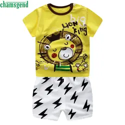 CHAMSGEND новорожденного для маленьких мальчиков девушки мультфильм лев футболка + брюки наряды комплект MAR5 P30 Прямая доставка