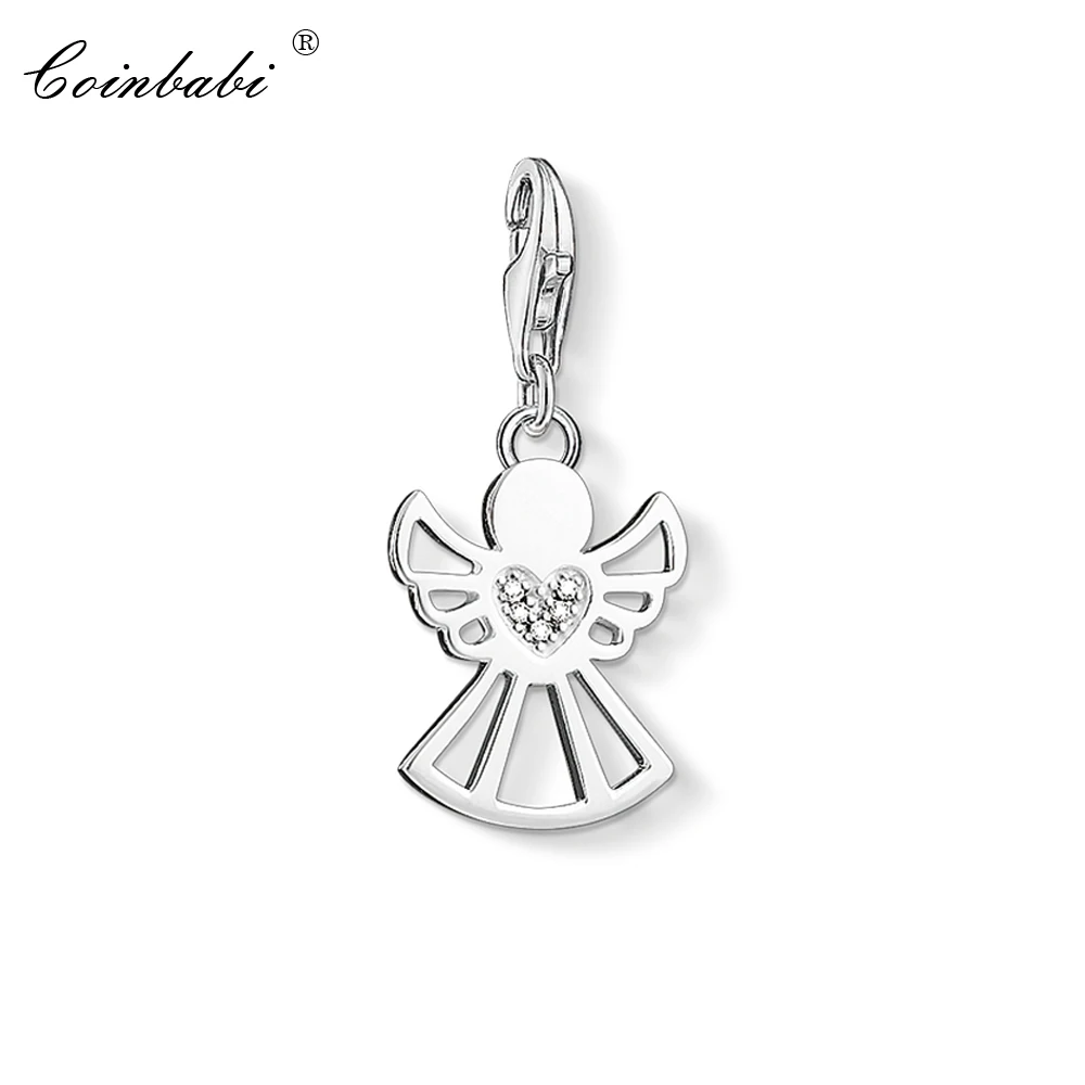 

Charm Pendant Guardian Angel with Heart,2018 Fashion Jewelry Cute Real Authentic 925 Sterling Silver Gift For Women Fit Bracelet