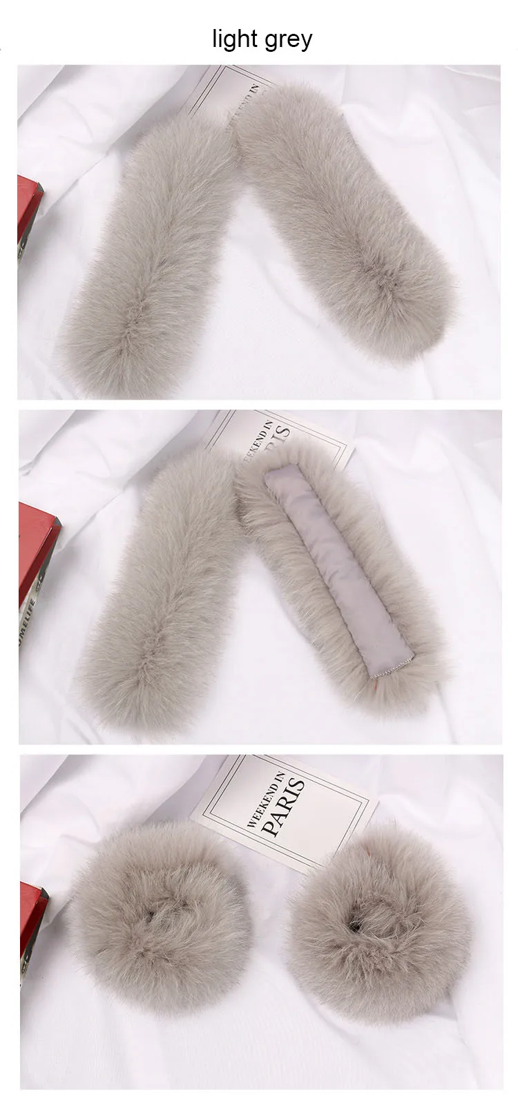 fox fur slap cuffs color light grey