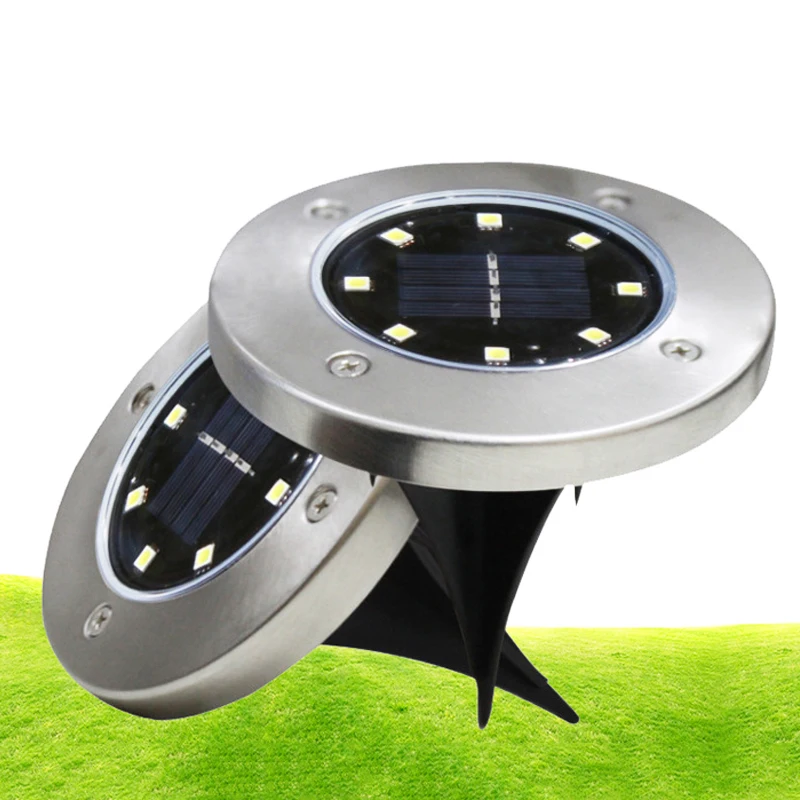 Chiclits 8 Leds Solar Powered Ground Light 4Pcs Waterproof Garden Pathway Deck Lights for Home Driveway Yard Lawn Road Lamp (21)