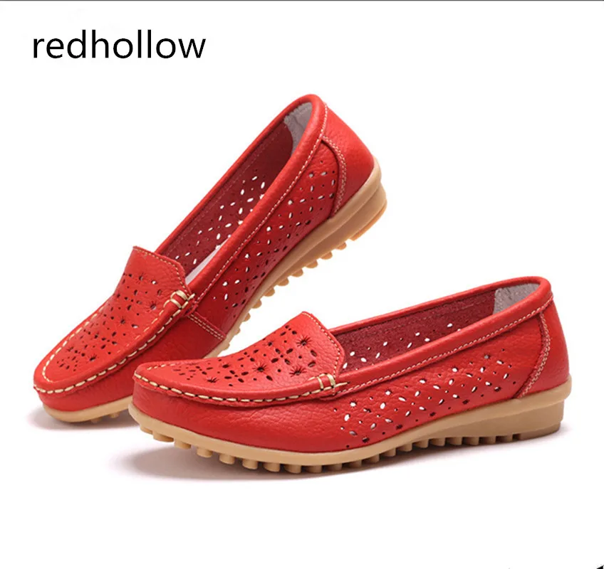 

Women Ballet Flats Shoes Leather Slip On Ladies Shallow Moccasins Hollow Out Casual Shoes Female Summer Loafer Drive Shoes Women