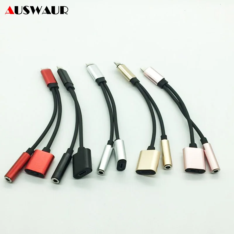 

2 in 1 3.5 Aux Audio Charge Adapter Cable For iPhone 8 7 Plus X XR XS MAX 3.5mm Aux Audio Charge Charger Charging Adapter