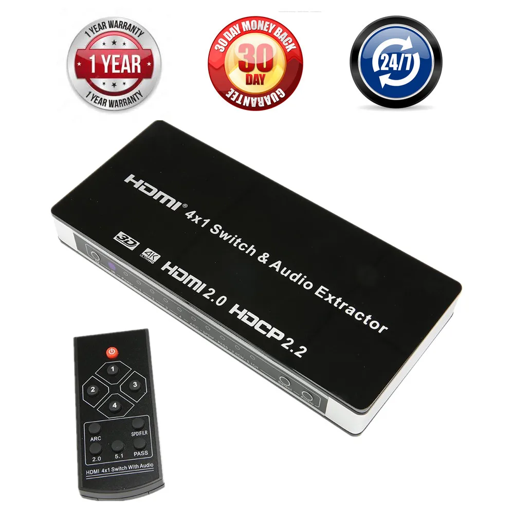 UHD 4K 4 Input 1 Output HDMI 2 0 Switch Box 4x1 HDMI Switcher Audio Extractor