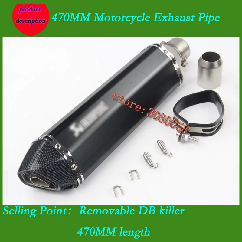 470mm Universal de la motocicleta silenciador tubo de Escape escapar con DB asesino de marcado láser para Ninjia300 Z750 R25 TMAX530 R6 de la bici de la suciedad