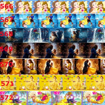 

NEW 50 yards belle beaty and beast ribbon pattern printed grosgrain princess ribbons free shipping