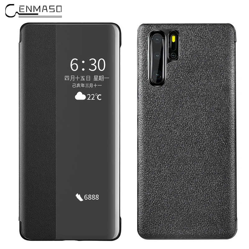 

For HUAWEI P30 Pro Case Genuine Leather Smart View Window Wake Up Shockproof Flip Cover For HUAWEI P30 P20 Pro Case Fundas