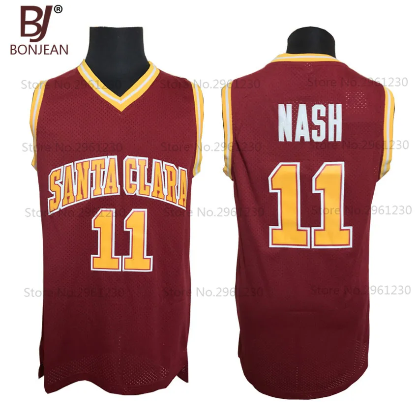 Image Wholesale Cheap College Basketball Jerseys #11 Steve Nash Jersey Santa Clara Throwback Stitched Burgundy Red Mens Shirts