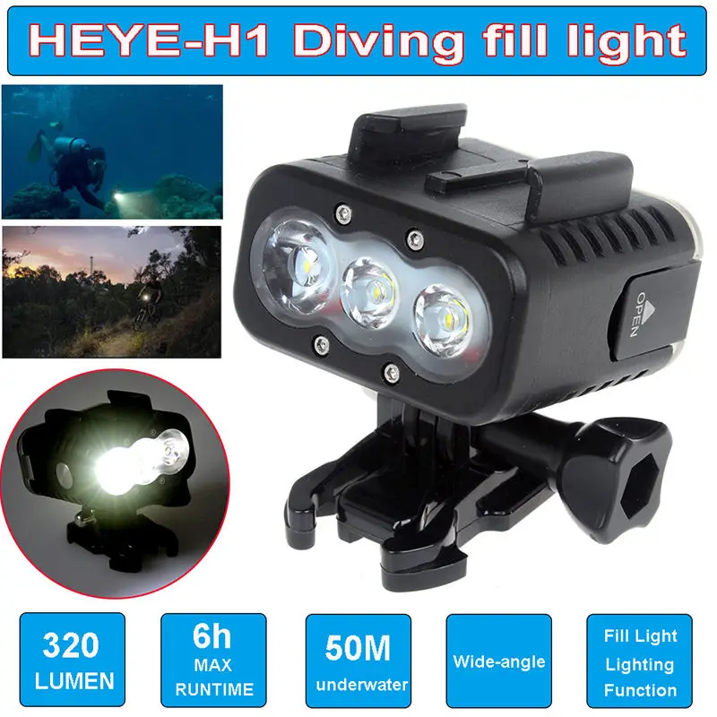 

Free Shipping!Waterproof 50M Scuba Diving Fill Light For GoPro Hero 5 SJCAM SJ4000 Gitup Git2